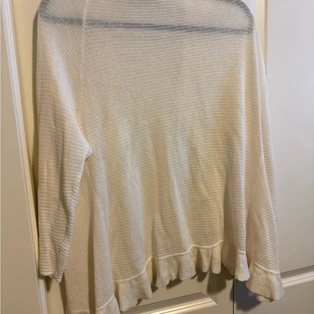 Chico's Cream Ruffled Cardigan - Picture 3 of 3